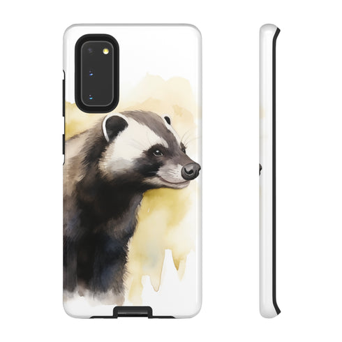 Badger on a Yellow Background - Impact Resistant Phone Case Samsung Galaxy S20 Glossy